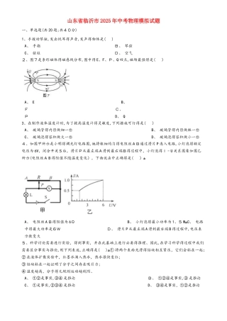 山东省临沂市中考物理模拟试题