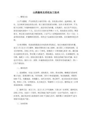 山药栽培及采收加工技术