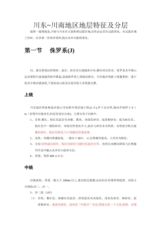 川东 川南地区地层特征及分层