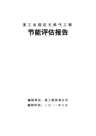 工业园区天然气工程节能评估报告