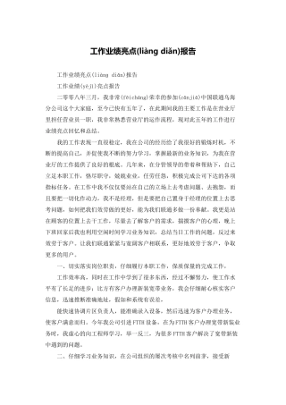 工作业绩亮点报告