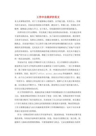 工作中自我评价范文