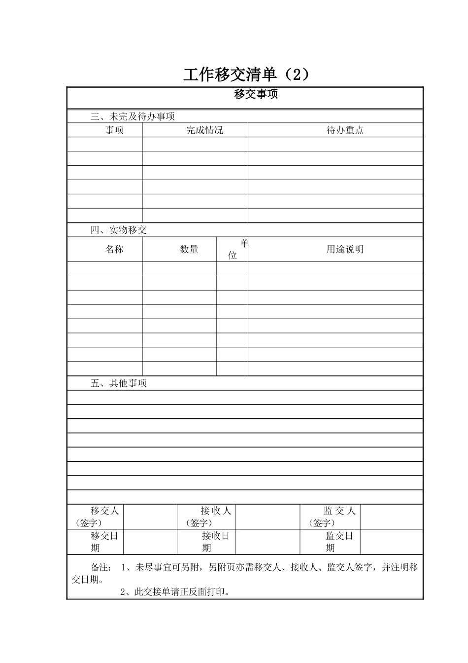 工作交接清单——标准模板_第2页