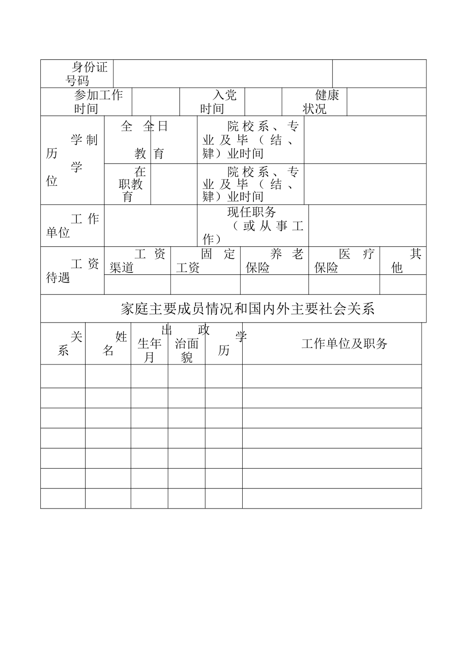 工作人员履历表_第2页