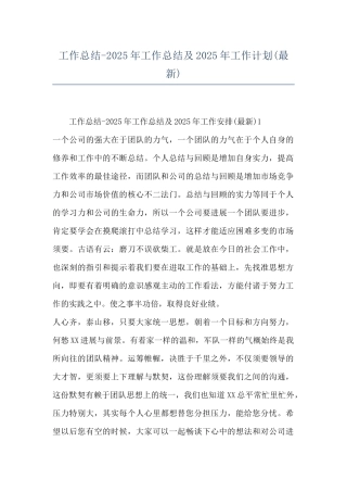工作总结-2025年工作总结及2025年工作计划
