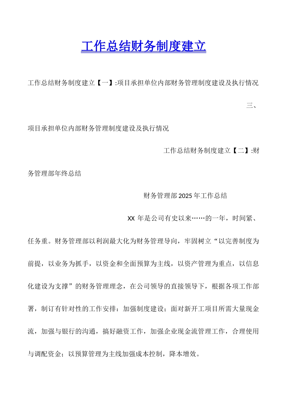 工作总结财务制度建立_第1页