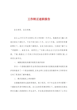 工作转正述职报告