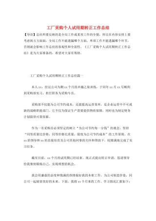 工厂采购个人试用期转正工作总结