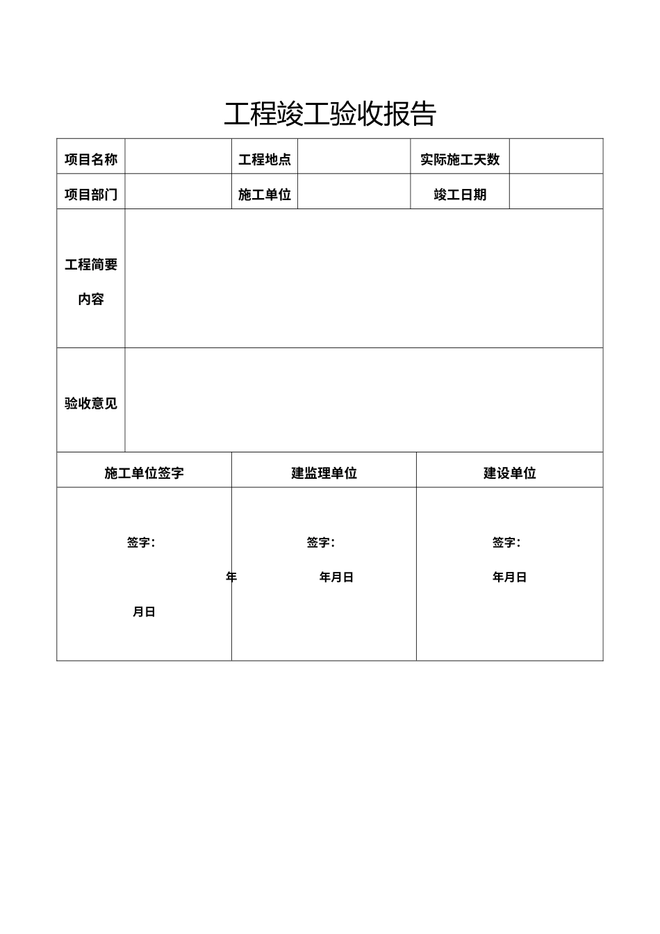 工程竣工验收报告（标准版）_第1页