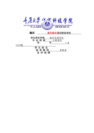 工程经济学课程设计报告