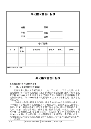 工程统一设计标准：办公楼大堂设计标准