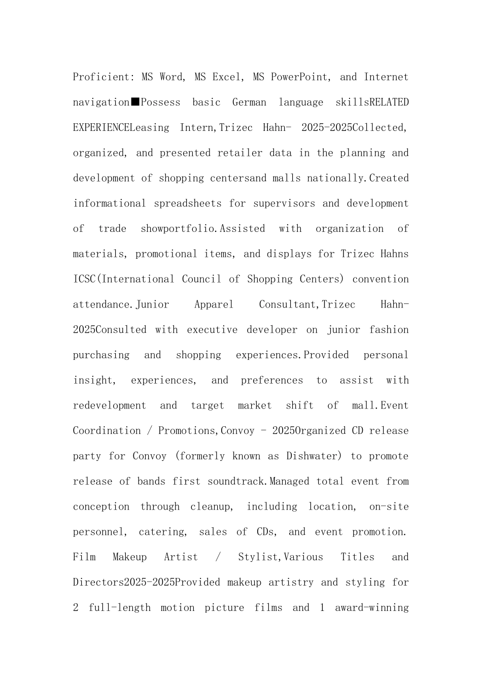 市场实习生的英文简历模板_第2页