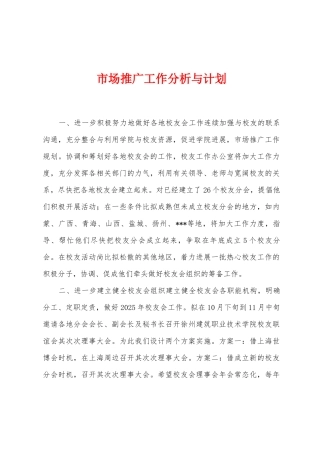 市场推广工作分析与计划