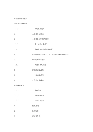 市场营销策划模板