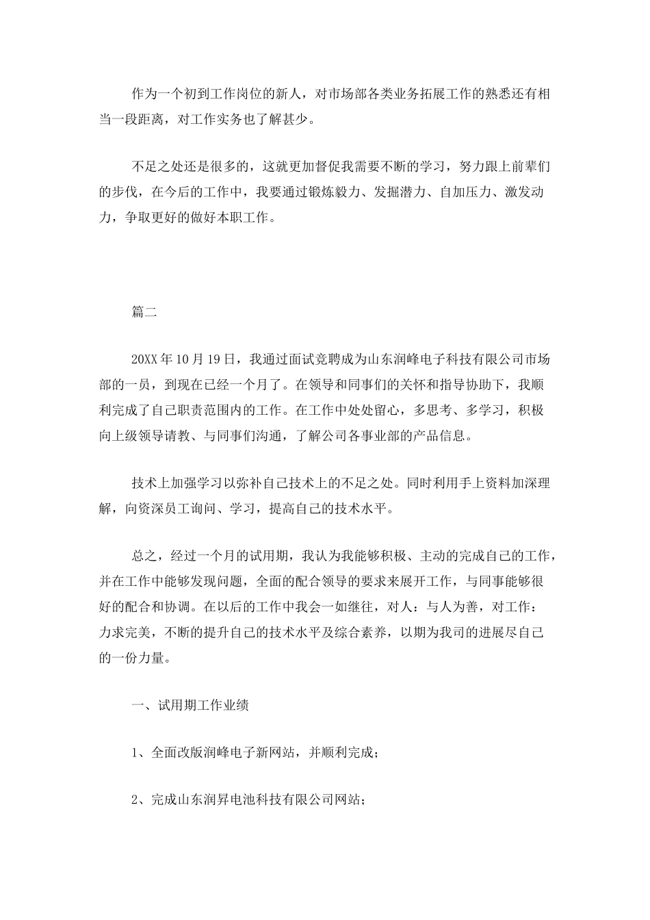 市场部三个月试用期工作总结三篇_第2页