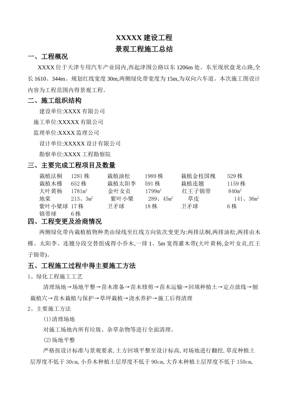 市政绿化景观施工总结_第1页
