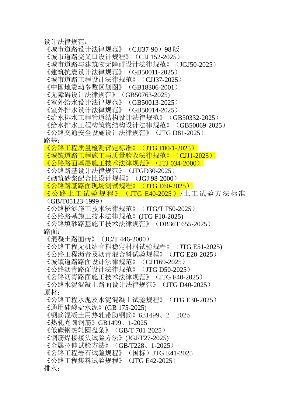 市政道路工程用规范及规程_第1页