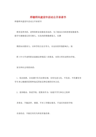 师德师风建设年活动公开承诺书