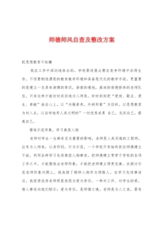 师德师风自查及整改方案