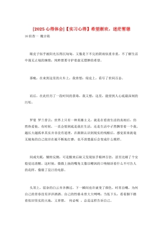 希望渐欢-迷茫暂憩
