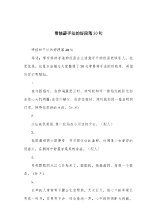 带修辞手法的好段落30句