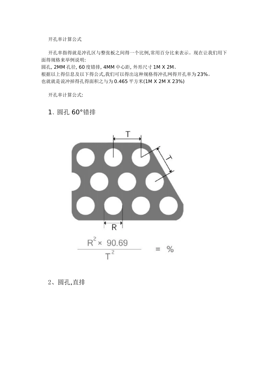 常用十种开孔率计算公式_第1页