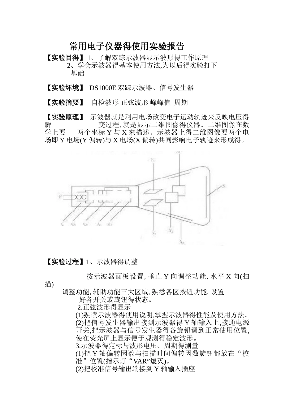 常用电子仪器的使用实验报告_第1页