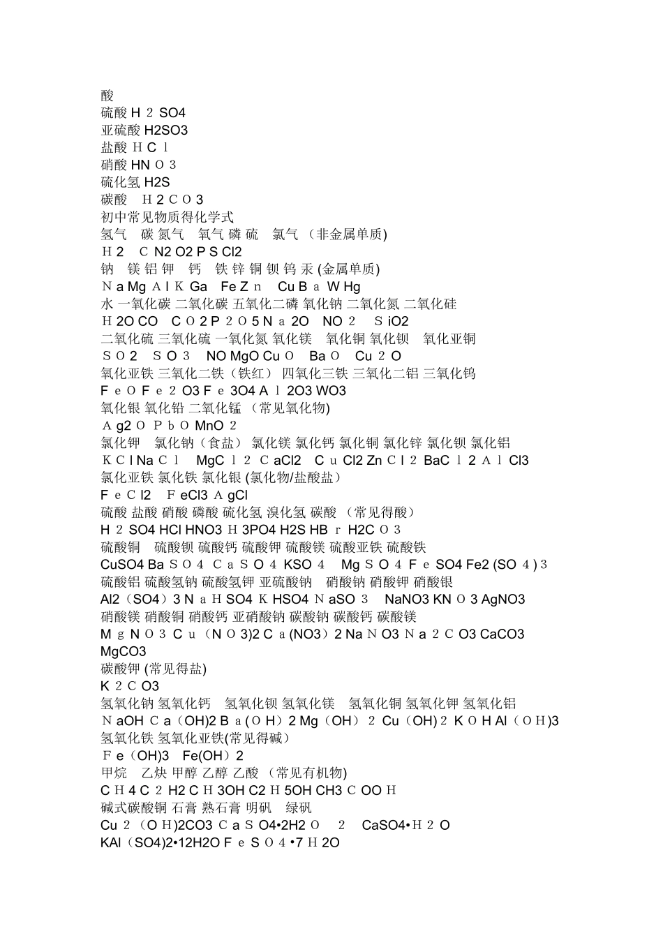 常见化学物质化学式_第1页