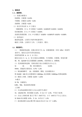 常见机械材料特性及表面处理