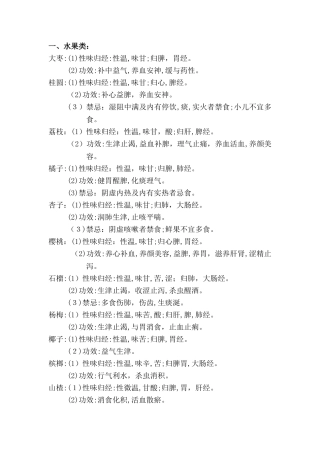 常见食物的性味归经附表