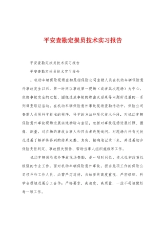 平安查勘定损员技术实习报告