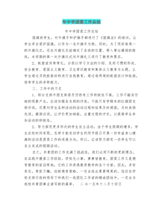 年中学团委工作总结