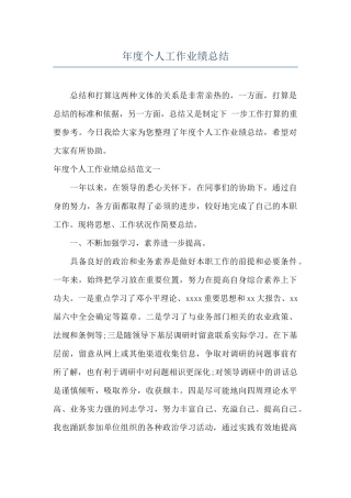年度个人工作业绩总结