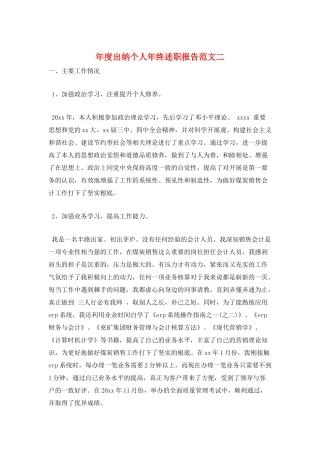 年度出纳个人年终述职报告范文二