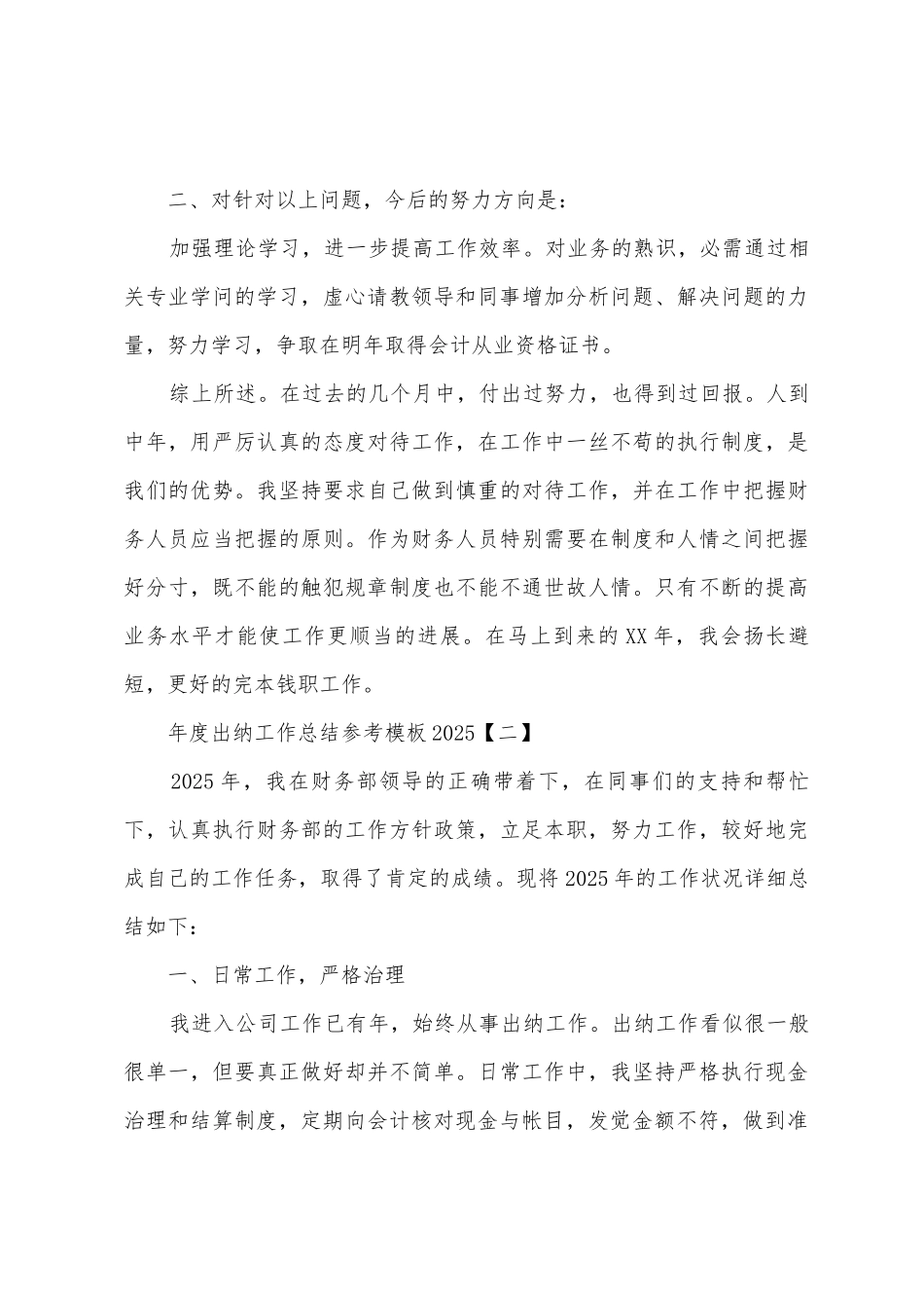年度出纳工作总结参考模板2025年_第3页