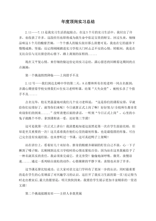 年度顶岗实习总结