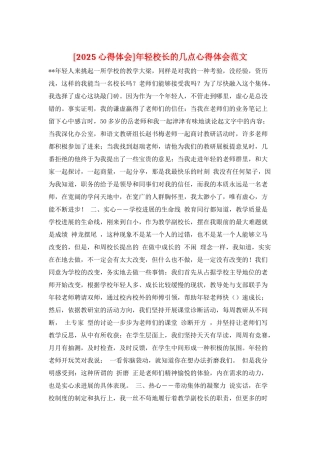 年轻校长的几点心得体会范文