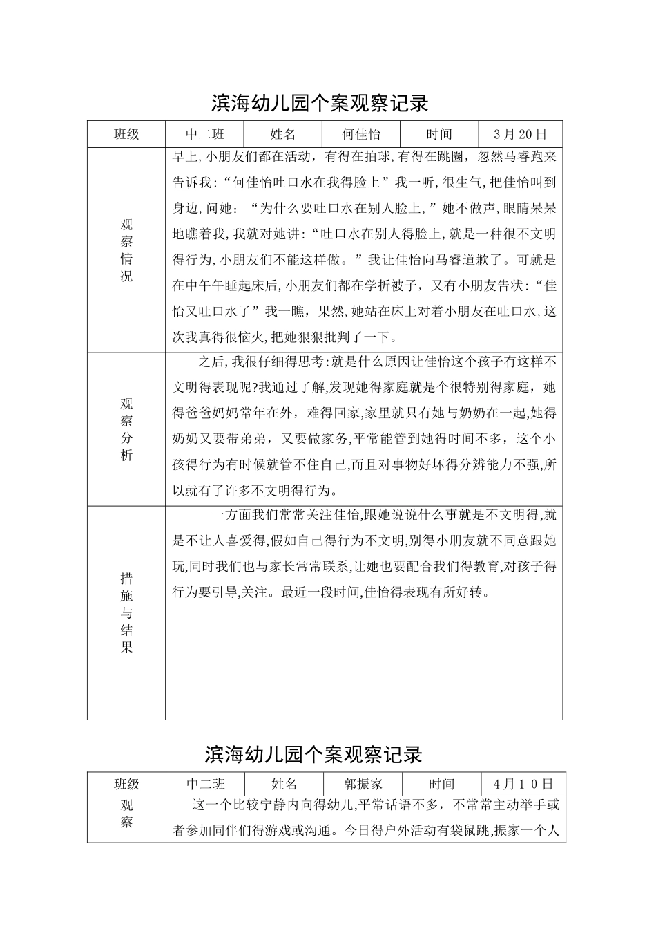 幼儿园个案观察记录_第1页