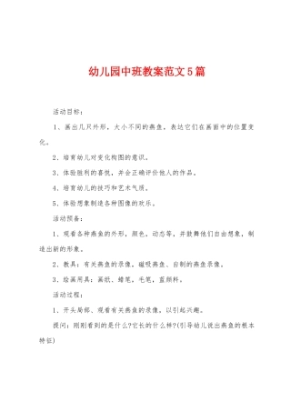 幼儿园中班教案范文5篇