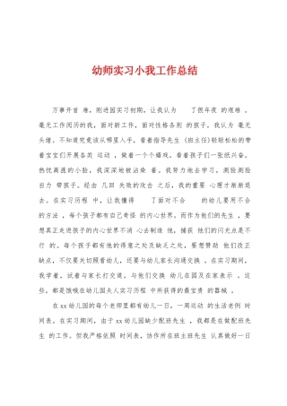 幼师实习小我工作总结