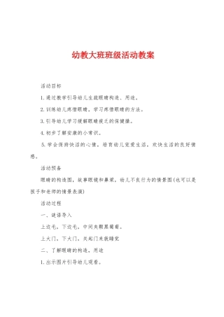 幼教大班班级活动教案