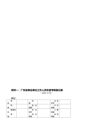广东省事业单位工作人员考核登记表、呈报表等.