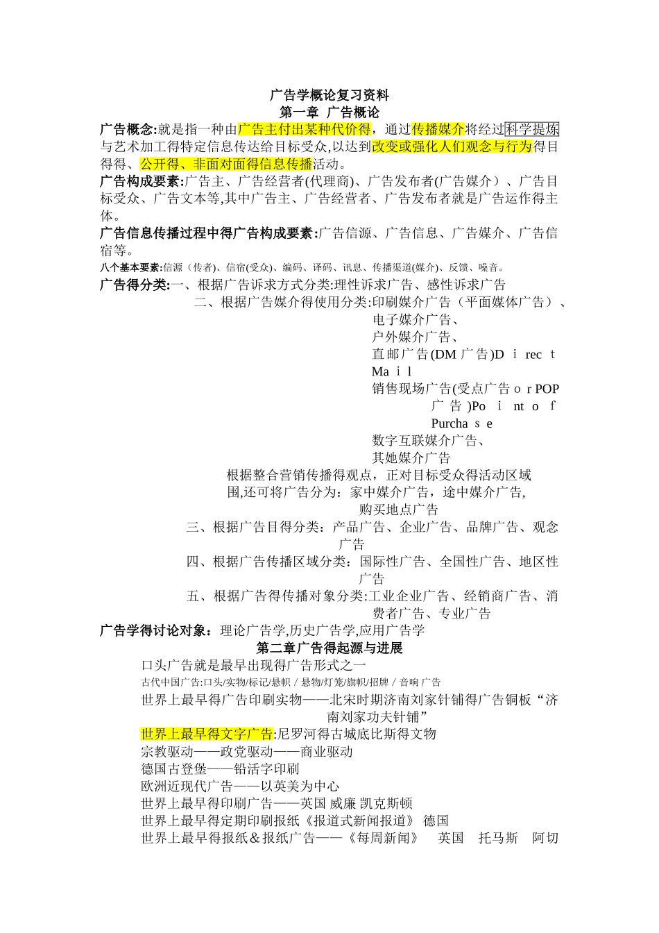广告学概论重点复习,完整版_第1页
