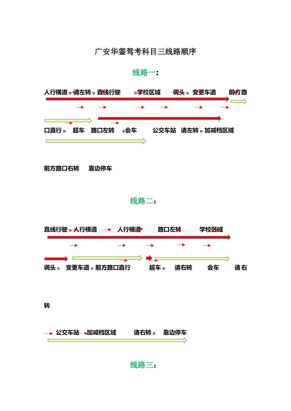 广安华蓥驾考科目三线路顺序_第1页