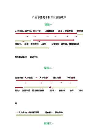 广安华蓥驾考科目三线路顺序