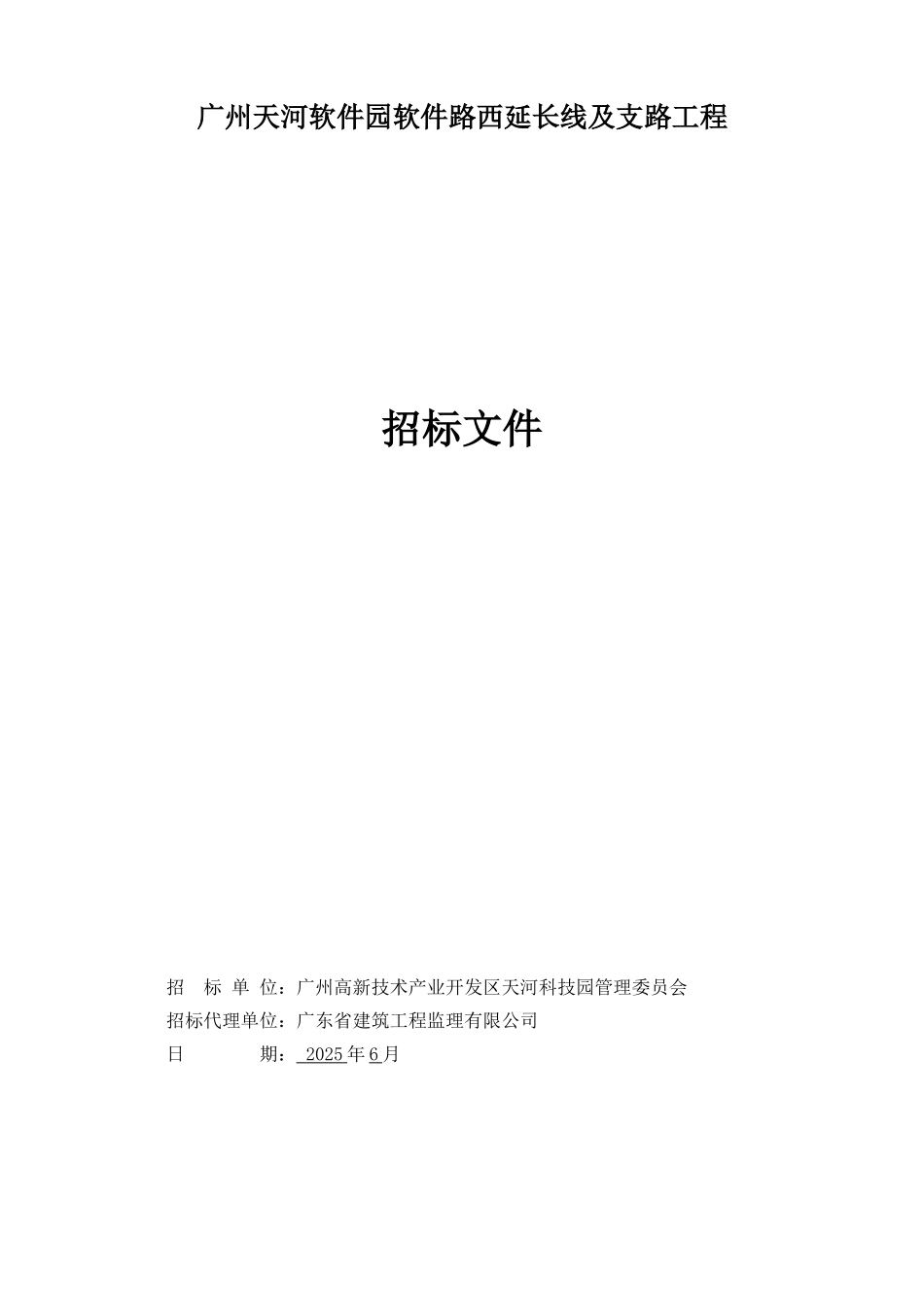 广州天河软件园软件路西延长线及支路工程施工总承包招标文件_第1页