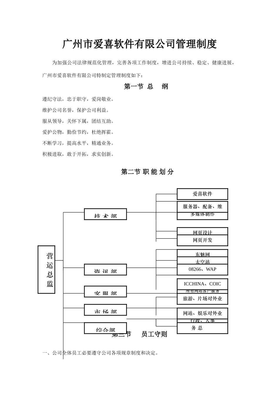 广州市爱喜软件有限公司管理制度样本_第1页