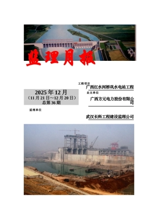 广西红水河桥巩水电站工程监理月报