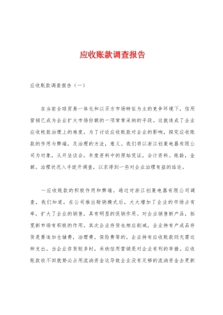 应收账款调查报告