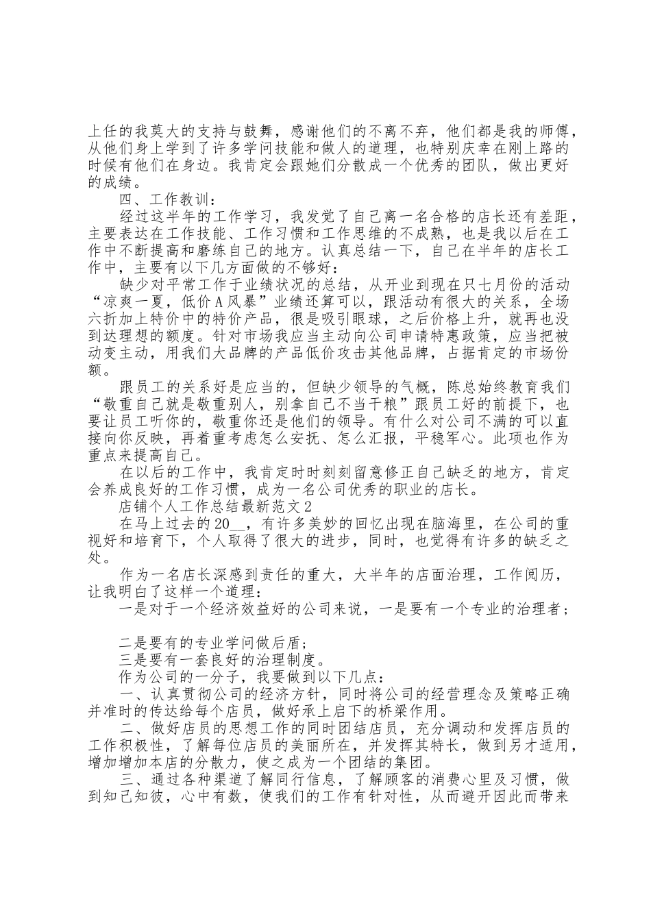 店铺个人工作总结范文5篇_第2页